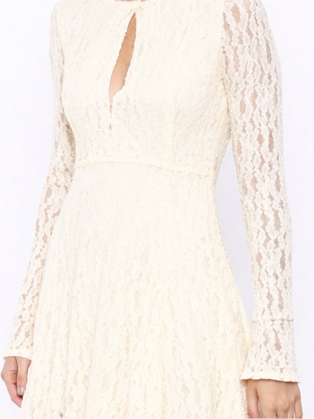 Free People Cream Lace Mini Dress Boho Romantic Size M - Picture 3 of 15
